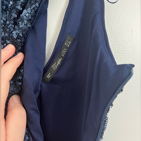 NWT Trafaluc Zara blue peplum sequin top size large - Picture 8 of 9